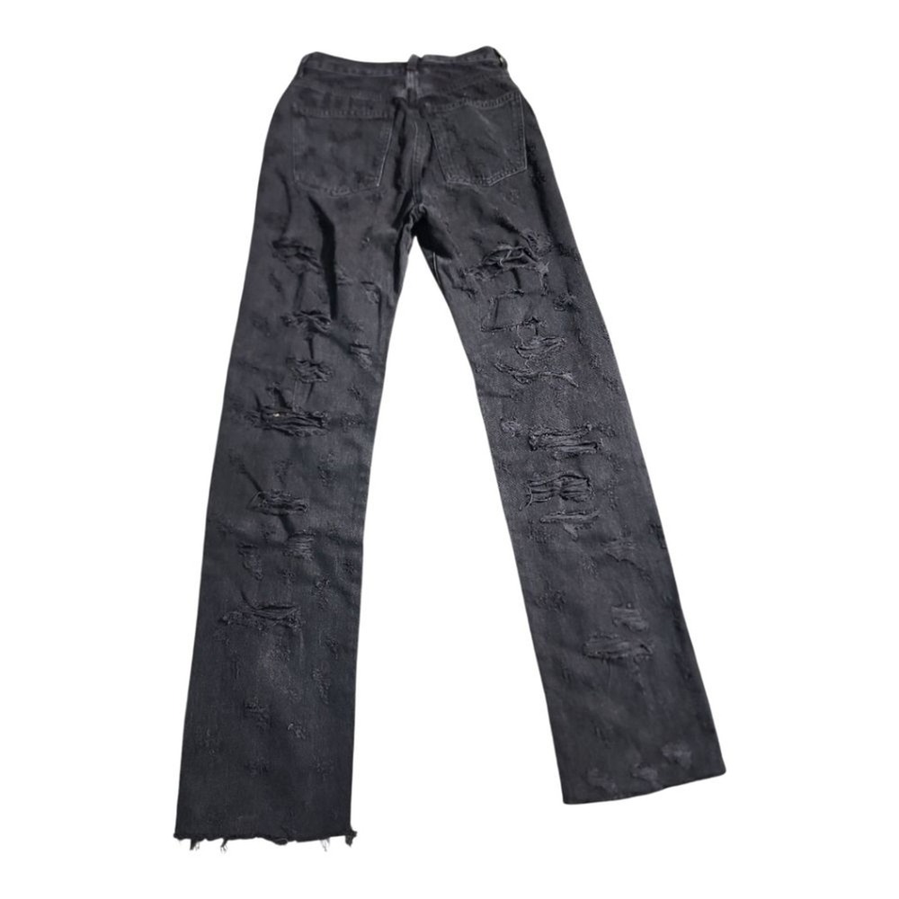 Agolde Criss Cross Straight Jeans Womens 24 Black Distressed Ripped Edgy Denim - Picture 8 of 12
